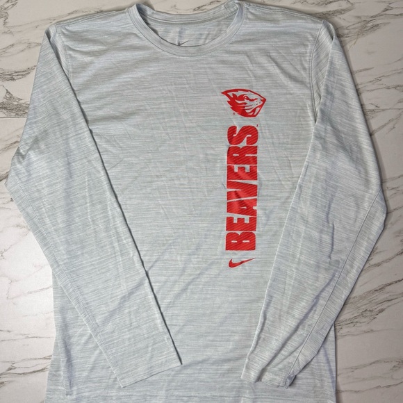 Nike Dri Fit Men's Team Issue Light Grey Beavers Long Sleeve Tee - Picture 2 of 4
